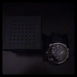 Diesel Men’s Large Watch with Silver Metal Band